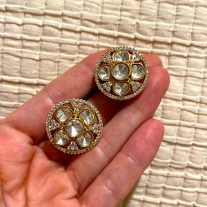 Luxury Kundan 18k gold plated Indian stud earrings destination wedding festival